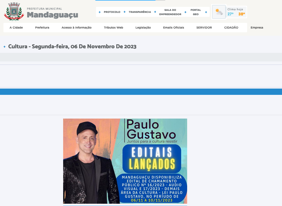 Mandaguaçu lança editais da Lei Paulo Gustavo