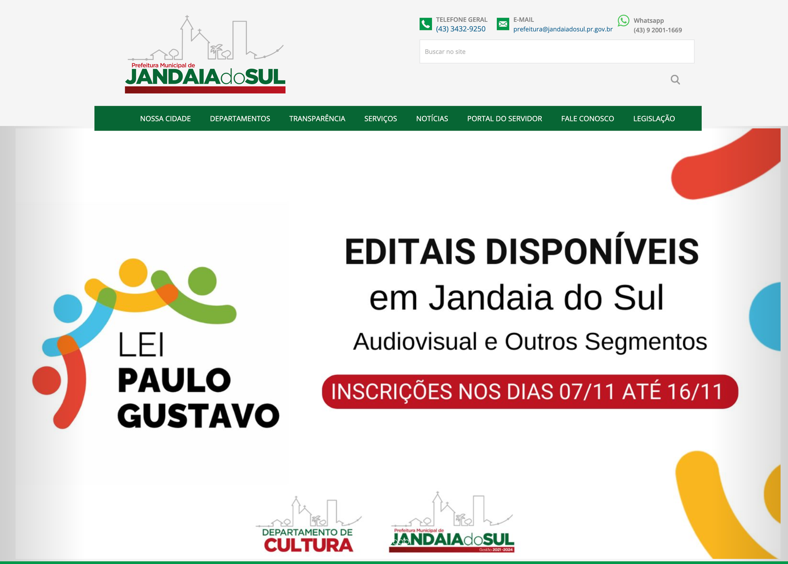 Lei Paulo Gustavo – Editais disponíveis em Jandaia do Sul